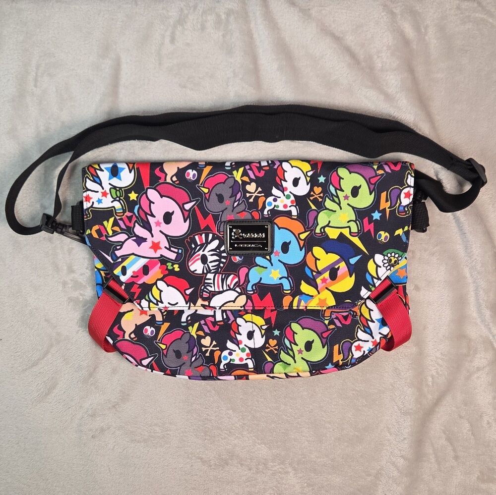 Tokidoki x Mesuca Unicorno Messenger Crossbody Bag Black New Without Tags